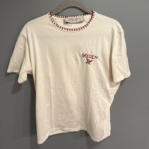 Golden Goose Cream T-Shirt with Red Details
